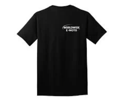 WorldWide E-Moto Black Tee with Puffy Text