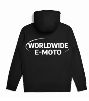 WorldWide E-Moto Hoodie in Black With Puffy Text