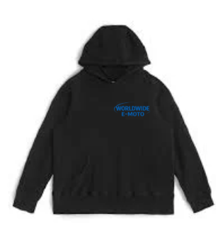 WorldWide E-Moto Hoodie in Black With Puffy Text