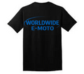 WorldWide E-Moto Black Tee with Puffy Text