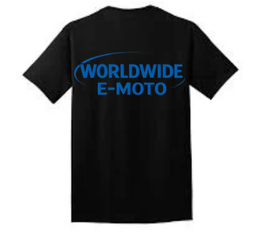 WorldWide E-Moto Black Tee with Puffy Text