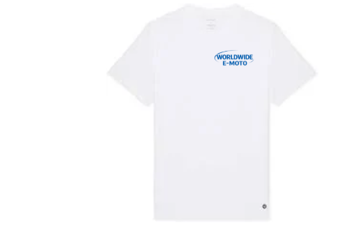 WorldWide E-Moto White Tee with Puffy Text