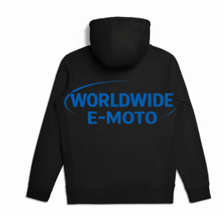 WorldWide E-Moto Hoodie in Black With Puffy Text