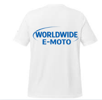 WorldWide E-Moto White Tee with Puffy Text